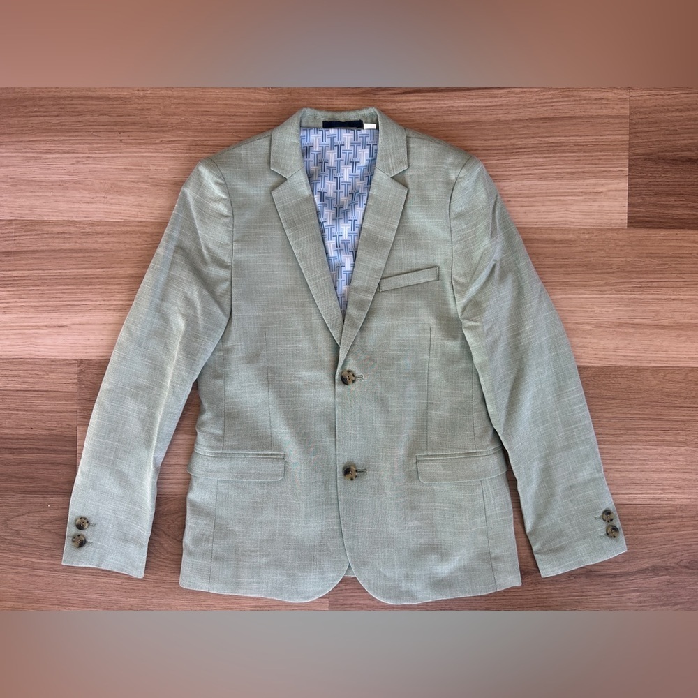 Baker By Ted Baker Boys Suit Coat Pale Blue Green With 2 Buttons Size 12 Youth